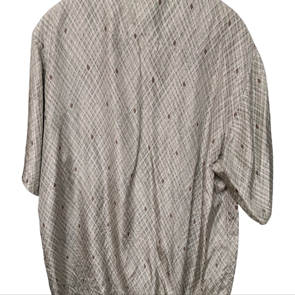 Firethorn Mens Shirt Size M 100% Silk Green with Geometric - Picture 3 of 6